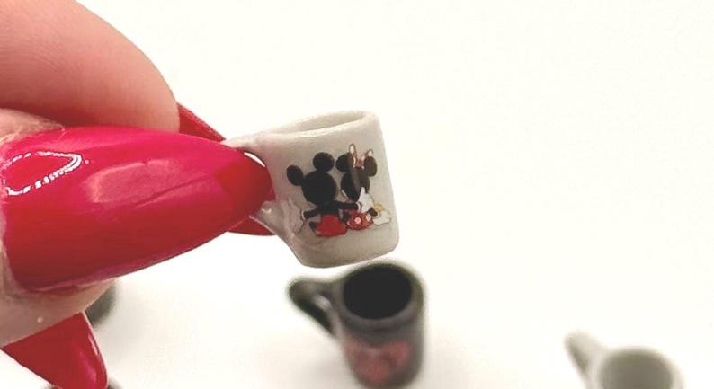 Miniature Mickey and Minnie Mouse coffee mugs image 1