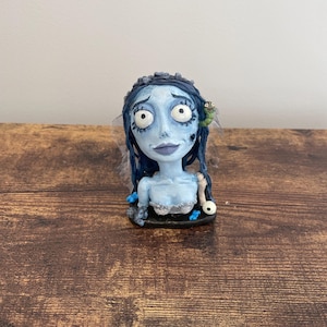 Corpse Bride Art Sculpture, Tim Burton, Emily Clay Figure, Corpse Bride Doll, Handmade Clay Sculpture, Creepy, Retro, Gothic Room Decor