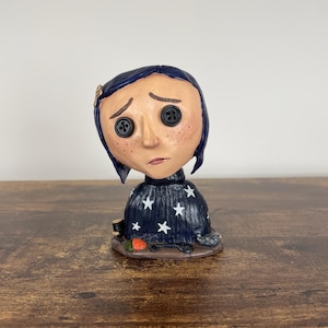 Coraline Mini Me Doll Figure, Handmade Sculpture, Clay doll, Gift for Girlfriend, Coraline Movie Character, Tim Burton
