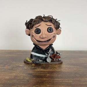 Coraline Mini Me Doll Figure, Handmade Wybie Sculpture, Clay doll, Gift for Boyfriend or Girlfriend, Coraline Movie Character, Tim Burton