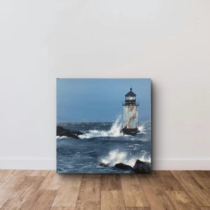 Original painting, Nautical wall art, Coastal decor, Ocean painting on canvas, lighthouse, Sailor art, Nautical illustrations, Office gifts
