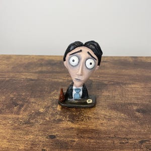 Corpse Bride Art Sculpture, Tim Burton, Victor Clay Figure, Victor and Emily, Handmade Clay Sculpture, Creepy, Retro
