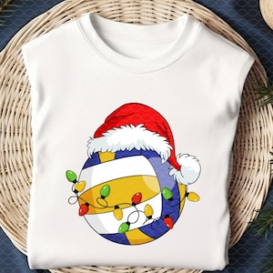 Christmas Volleyball PNG: Sport Design with Lights (Digital Download