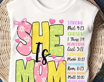 She is Mom PNG: Christian Coquette Mama Shirt Design (Digitaler Download)