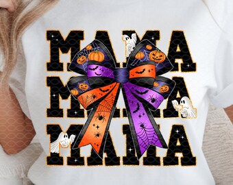 Halloween Mama Coquette PNG: Spooky Season, Ghost Crew Bow, (Digital Download)