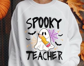 Spooky Teacher Ghost PNG: Halloween Shirt Design (Digital Download)