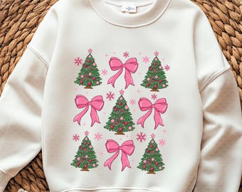 Pink Christmas Tree PNG: Coquette Bow Shirt Design (Digital Download)