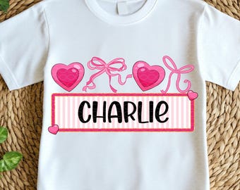 Personalized Valentine Heart Coquette PNG: Valentines Day Shirt Design (Digital Download)