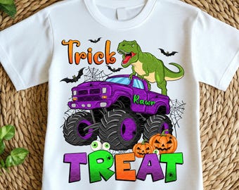 Halloween T-Rex PNG: Spooky Dinosaur Kids Shirt Design (Digital Download)