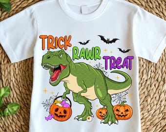 Halloween T-Rex PNG: Trick Rawr Treat Dinosaur Shirt Design (Digital Download)