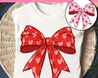 Valentine Coquette PNG: Valentines Day Shirt Design ,Pink Red Heart Bow (Digital Download)