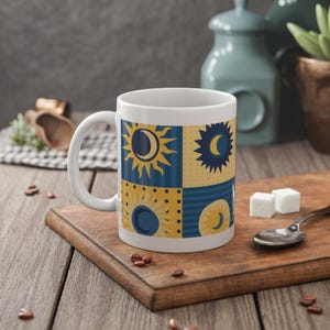 Sun and Moon Mug, Nostalgic Ceramic Tea Cup, Celestial Coffee Mug, Lunar Eclipse Drinkware, Astronomy Gift