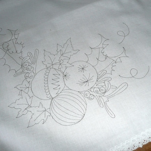 Printed to Embroider Tray Cloth with a Christmas Hand Embroidery Design
