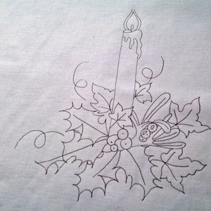 Ready to embroider Tray Cloth Christmas Candle Design, Freestyle Embroidery