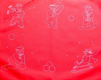 Ready to Embroider Tray Cloth featuring a Christmas Snowmen Freestyle Embroidery Pattern