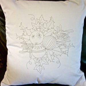 Christmas Freestyle Embroidery Pattern on a Ready to Embroider Cushion Cover