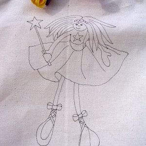 Fairy Freestyle Embroidery Design Ready to Embroider Tote Bag with a Unique Embroidery Pattern