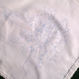 Freestyle Embroidery on a Ready to Embroider Table Runner, Christmas Candle Embroidery Pattern
