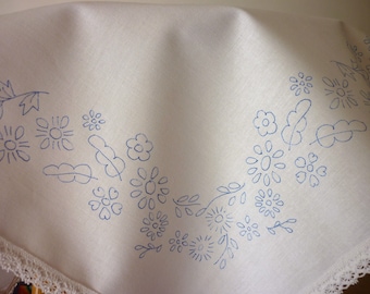 Embroidery tablecloth printed flower border cotton lace edge 22&quot;x22&quot; CSOO37