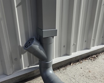 Commercial Metal Building Gutter Downspout Transition Adapter (3.5x4" to 4" PVC)