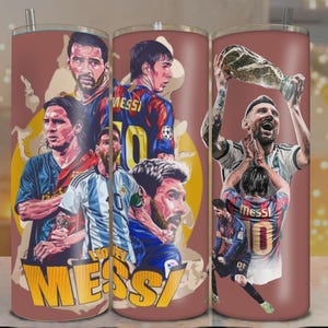 Pack of 2 Messi 20oz Tumbler Wrap PNG – Digital Download | Lionel Messi Sublimation Design image 3