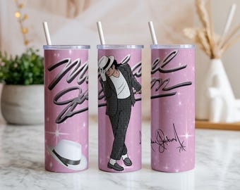 20oz poplegende beker wrap, witte fedora dans pose, roze sprankelende muziekpictogram, retro zanger kunst png-sublimatieontwerp voor fancadeaus