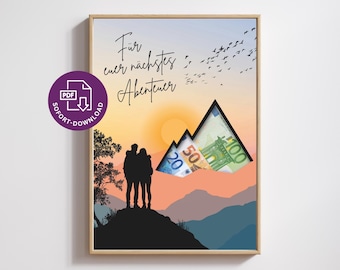 Money Gift for Couples Travel Template PDF | Honeymoon Gift | Holiday Voucher | DIY Money Gift for Wedding Travel | Instant Download
