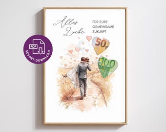 Honeymoon Money Gift Template PDF | Honeymoon Voucher | DIY Wedding Travel Money Gift | Instant Download