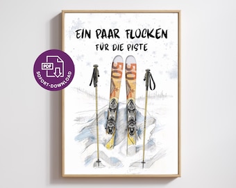 Geldgeschenk Skiurlaub | DIY-Geschenk für Skifahrer und Wintersportler | A5/A4/A3 zum Ausdrucken | Last Minute Geschenk | PDF-Download