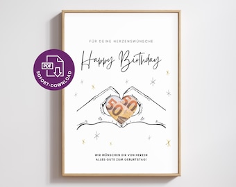 Birthday Money Gift Template PDF | DIY Birthday Card | Birthday Voucher | Shopping Voucher | Instant Download