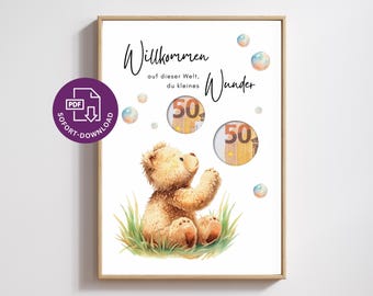 Baby Money Gift Template PDF | DIY Gift for Birth | Baby Voucher | Money Gift for New Baby | Instant Download
