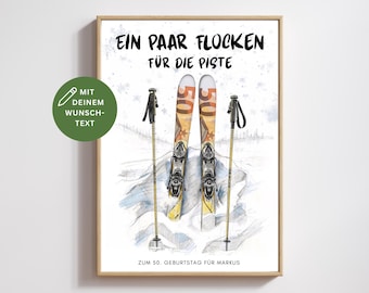 Gepersonaliseerd geldcadeau voor skivakanties (PDF) | Doe-het-zelf geldcadeau met naam voor skiërs en wintersportliefhebbers | Gepersonaliseerd PDF-bestand