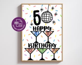 DIY Birthday Money Gift | Printable Birthday Money Gift | 50th birthday | A5/A4/A3 Poster | Instant PDF Download