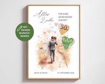 Personalized Wedding Printable PDF | Wedding Money Gift with Personalized Names | Personalized PDF File