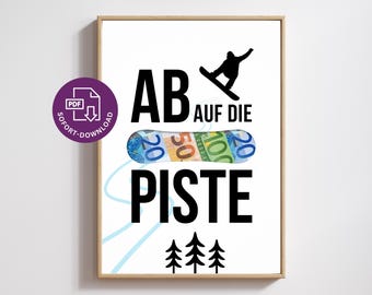 Ski Holiday Gift Template (PDF) | DIY Gift for Skiers and Winter Sports Enthusiasts | Ski Holiday Voucher | DIY | Instant Download