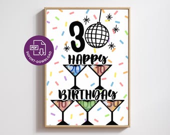 DIY Birthday Money Gift | Printable Birthday Money Gift | 30th birthday | A5/A4/A3 Poster | Instant PDF Download