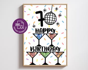 DIY Birthday Money Gift | Printable Birthday Money Gift | 70th birthday | A5/A4/A3 Poster | Instant PDF Download