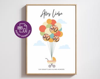 Modello PDF per regalo in denaro per neonato | Regalo fai da te per la nascita | Buono regalo per neonato | Regalo in denaro per neonato | Download immediato