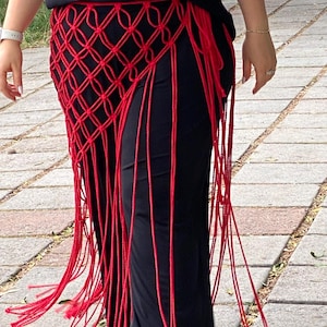 Macrame Shawl Wrap | Handmade Boho Cover Up | Festival Belt Scarf | Macrame Net Overlay for Dress, Jeans, Bikini
