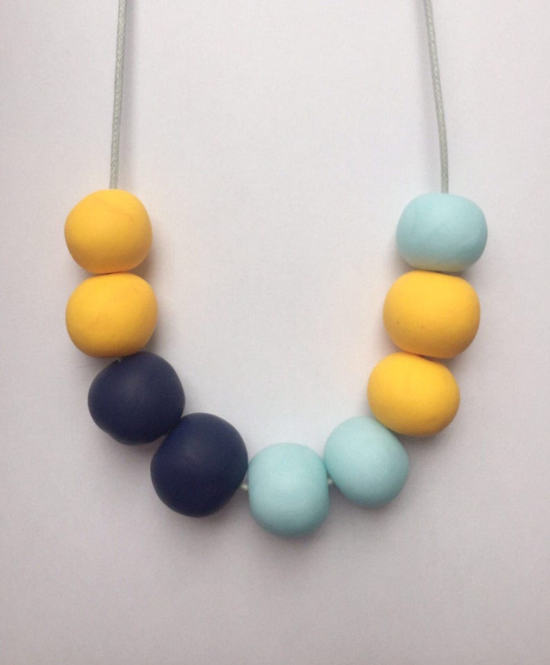 Clay bead necklace clay necklace statement necklace yellow Etsy