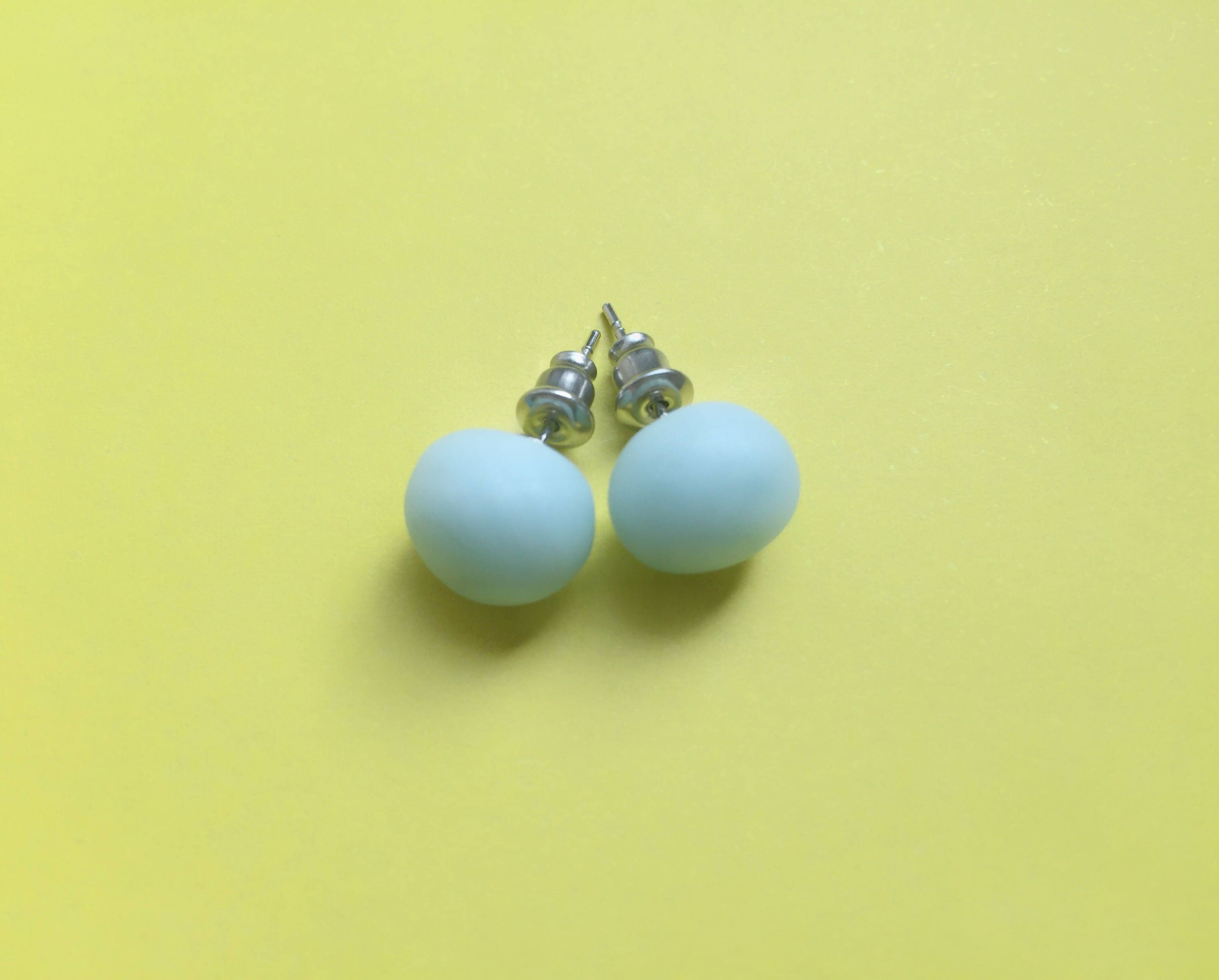 Blue stud earrings ice blue earrings clay earrings blue Etsy