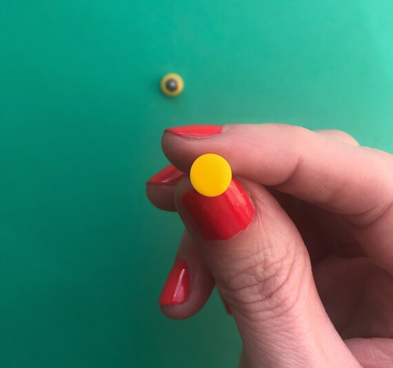 Bright yellow mini circle stud earrings