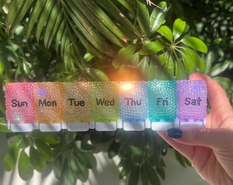 Pastillero semanal con cristales brillantes (lunes a domingo)