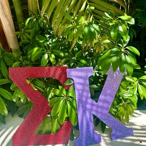 Bedazzled Greek Letters | Custom Sorority Fraternity Decor | Rhinestone Dorm Art