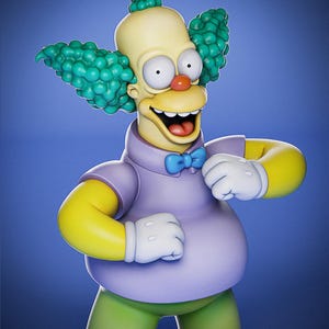Krusty the Clown Figure | The Simpsons Fan Art ~16cm | Cartoon Collectible