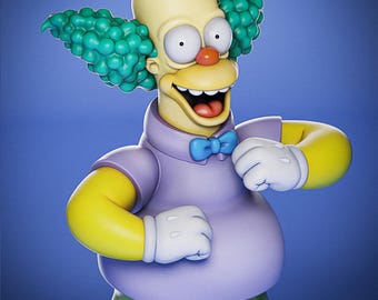Krusty the Clown Figure | The Simpsons Fan Art ~16cm | Cartoon Collectible