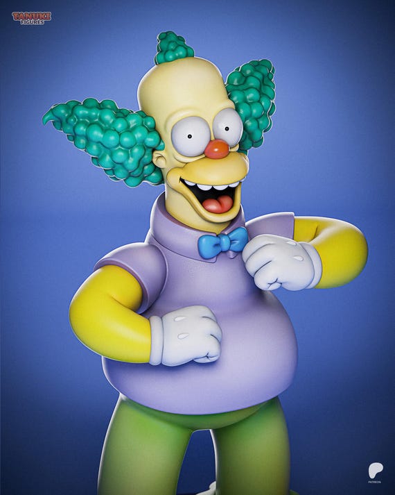 Krusty the Clown Figure | the Simpsons Fan Art ~16cm | Cartoon