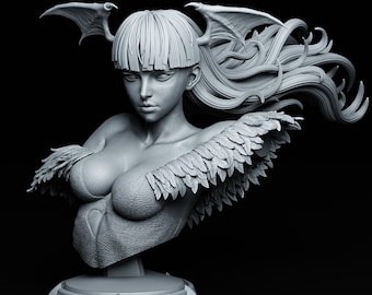 Busto de Morrigan Aensland / Estatua de fan art de Darkstalkers ~15 cm / Súcubo coleccionable