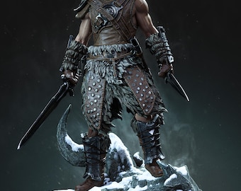 Figura de Dragonborn de Skyrim, estatua de resina, kit de garaje, 30 cm, Dovahkiin, coleccionable.