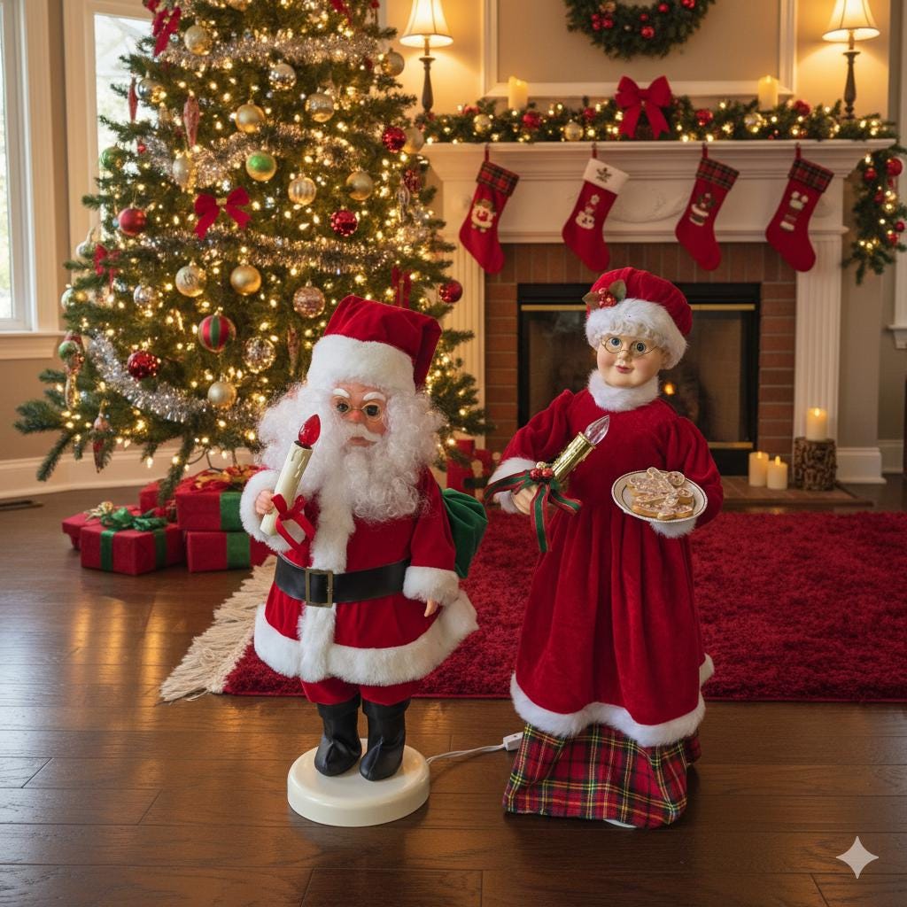 Santa Claus ランプ Xmas ライト christmas 置物 レア Vintage Santa's Best Animated Lighted Santa & Mrs. Claus 24